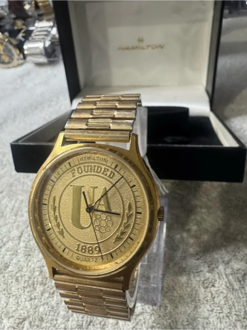 #198 Hamilton Gold-Tone Men’s Watch with Emblem Dial